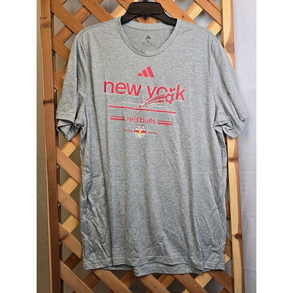 Adidas New York Red Bulls Soccer T-Shirt Mens XL Gray Short Sleeve - New